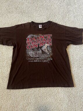 Bayside Don't Tread On Me Rattlesnake Graphic Tee XL Brown Made in USA Preshrun